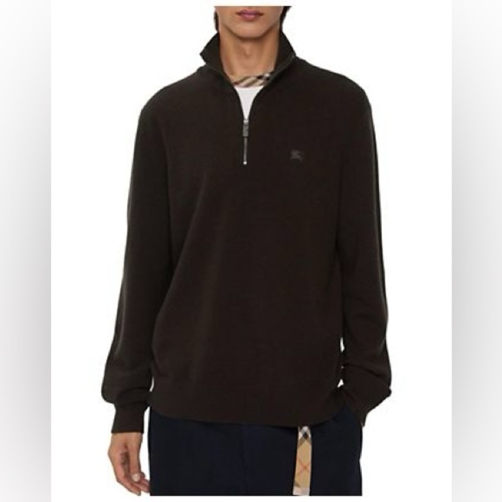Burberry Brit Cotton Half Zip Pullover in Black, Men’s size XXL / 2XL